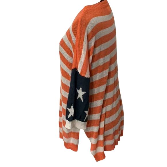 BiBi American Flag Sheer Short Sleeve Sweater July 4th Patriotic Size Medium - Picture 2 of 8